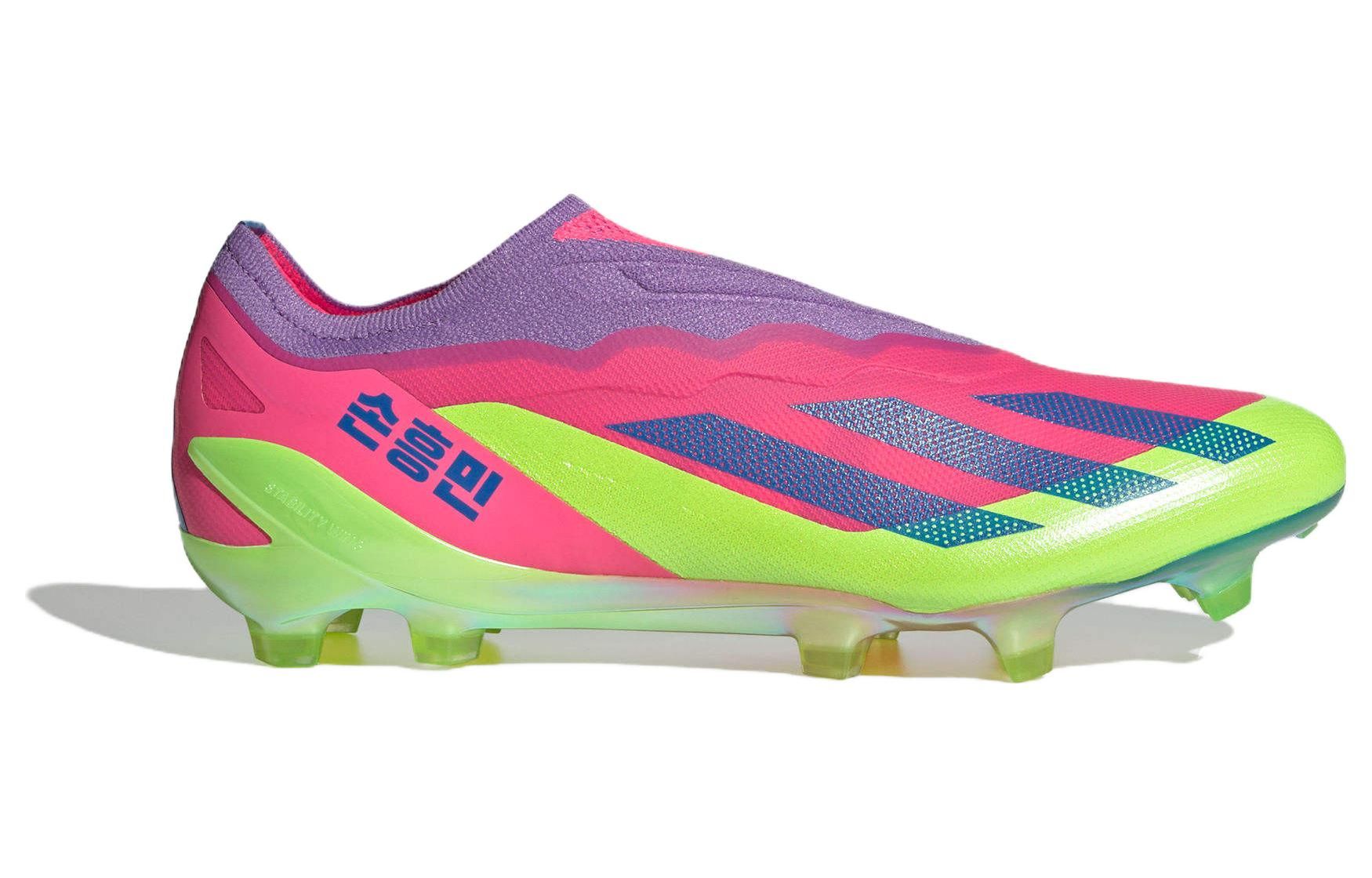 Adidas X Crazyfast Son.1 Laceless Firm Ground Boots 'Lucid Lemon Royal Pink' IF0416 sold by KicksCrew product image thumbnail 2