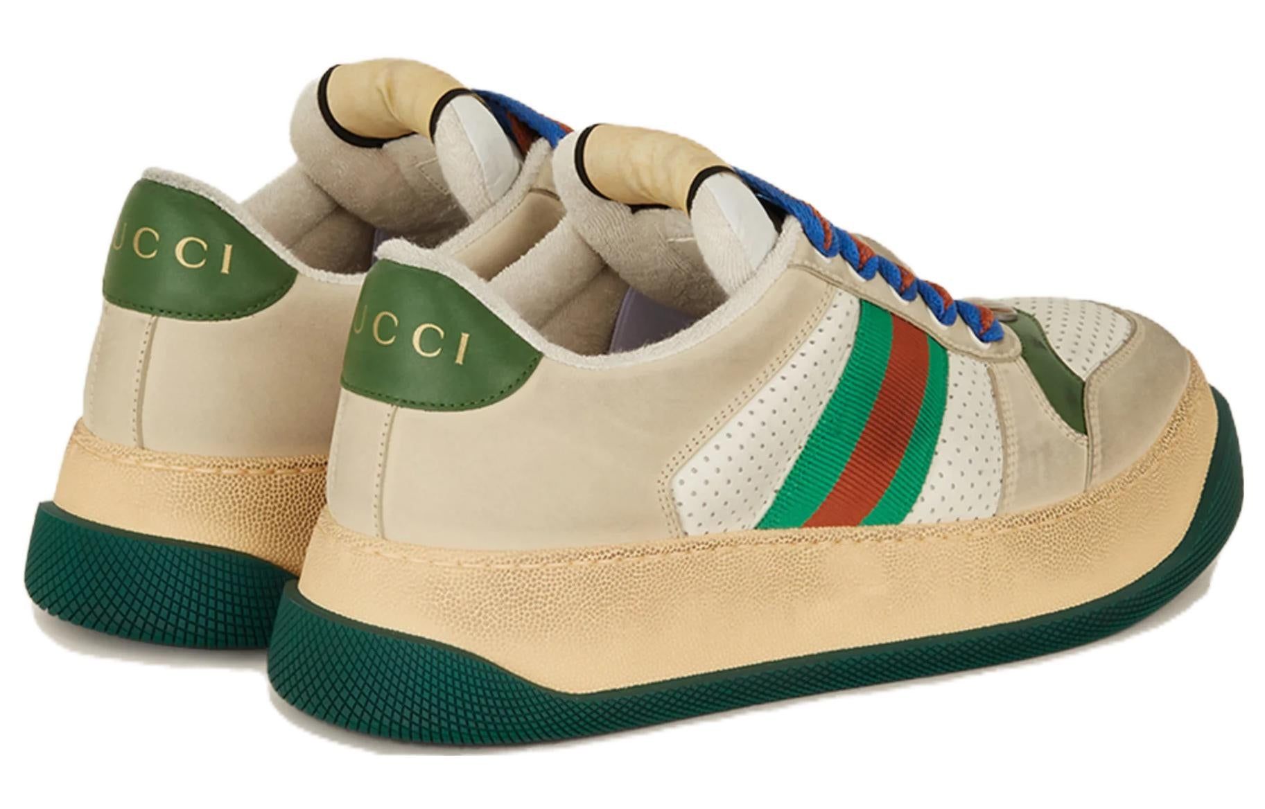 GUCCI Screener GG Leather Sneakers 'Beige Green Blue' 756465-0YIA0-9547 sold by KicksCrew product image thumbnail 4