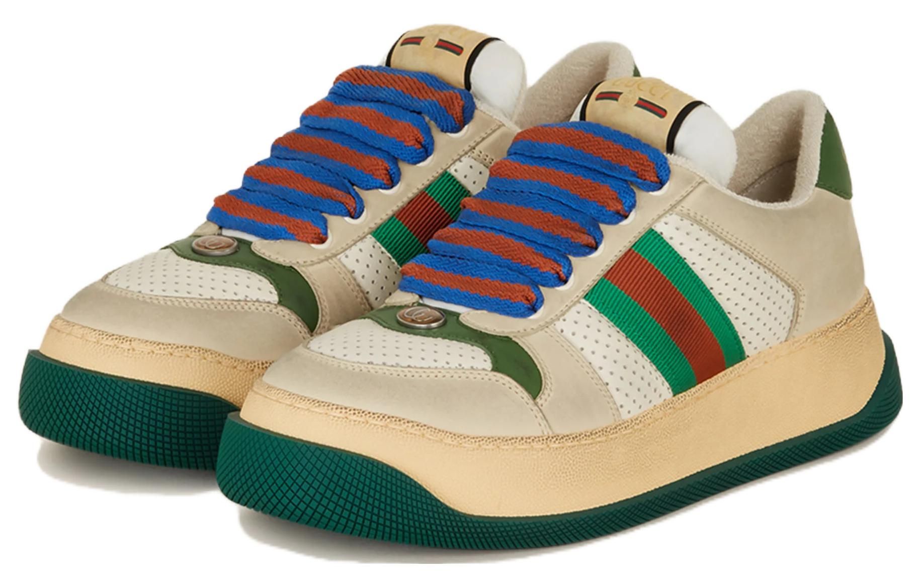 GUCCI Screener GG Leather Sneakers 'Beige Green Blue' 756465-0YIA0-9547 sold by KicksCrew product image thumbnail 2