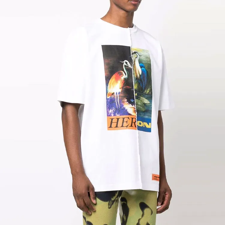 HERON PRESTON Fw21 Split Herons T-shirt 'White Orange' HMAA029F21JER0010122 sold by KicksCrew product image thumbnail 3