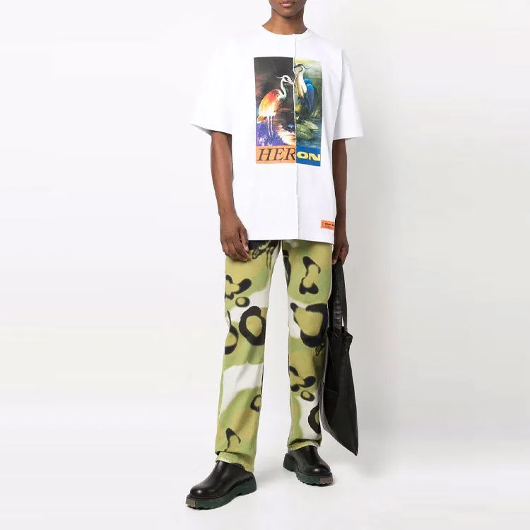HERON PRESTON Fw21 Split Herons T-shirt 'White Orange' HMAA029F21JER0010122 sold by KicksCrew product image thumbnail 2