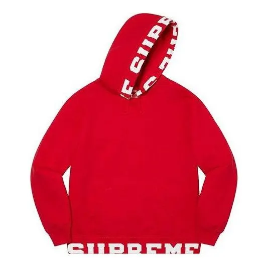 Supreme Cropped Logos Hooded Sweatshirt 'Red White' SUP-SS21-723 sold by KicksCrew product image thumbnail 2