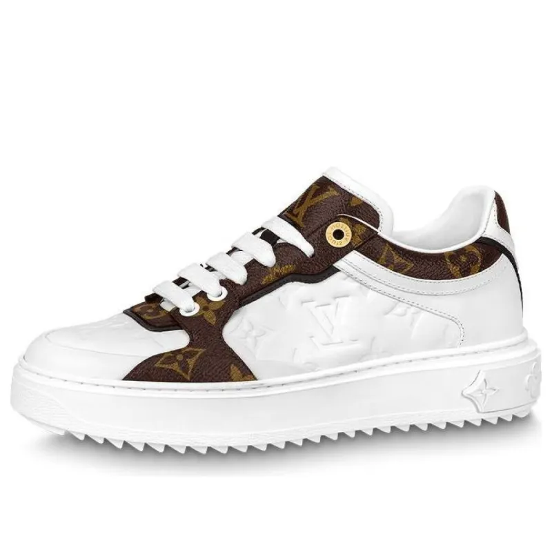 (WMNS) LOUIS VUITTON Time Out Sneakers 'White Monogram with Brown Monogram' 1AAWFP sold by KicksCrew