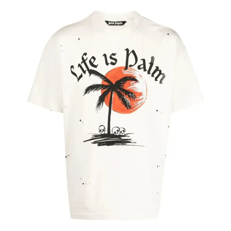 Palm Angels Fw22 GD Sunset Palm Classic T-shirt 'White' PMAA072F22JER0060310 sold by KicksCrew