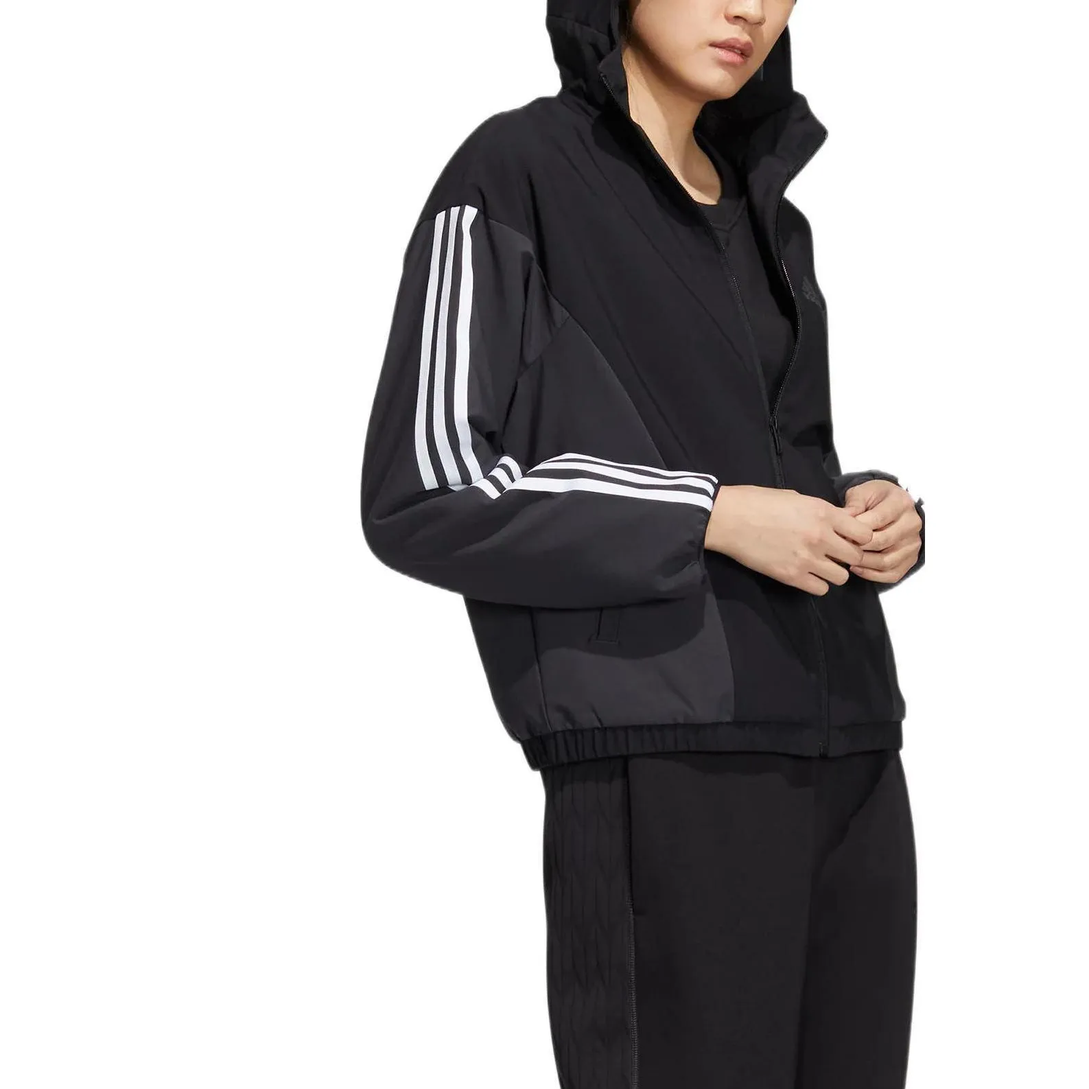 (WMNS) adidas Must Have Woven Jacket 'Black White' HY2874 sold by KicksCrew product image thumbnail 4