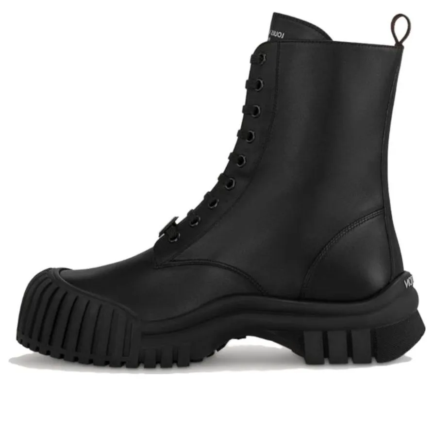(WMNS) LOUIS VUITTON Ruby Flat Ranger Boots 'Black Plain' 1ABPS0 sold by KicksCrew