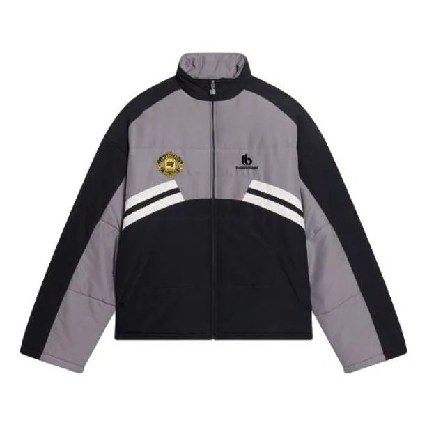 Balenciaga Padded Funnel-Neck Tracksuit Jacket 'Grey Black' 675462-TKO48-1000 sold by KicksCrew