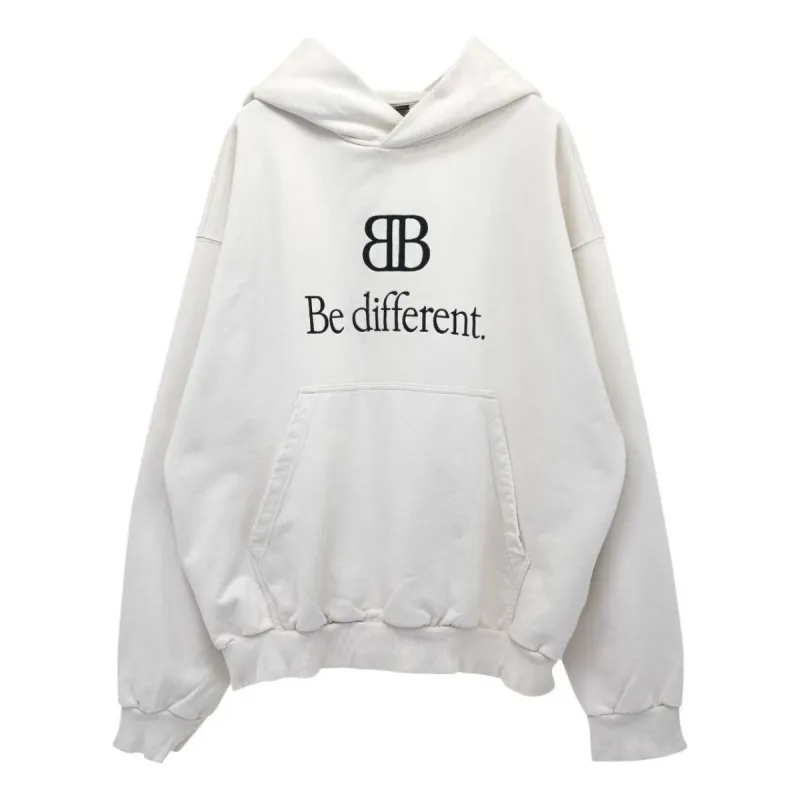 Balenciaga BB Be Different Popover Hoodie 'Ecru Black' 720426TNVB49784 sold by KicksCrew