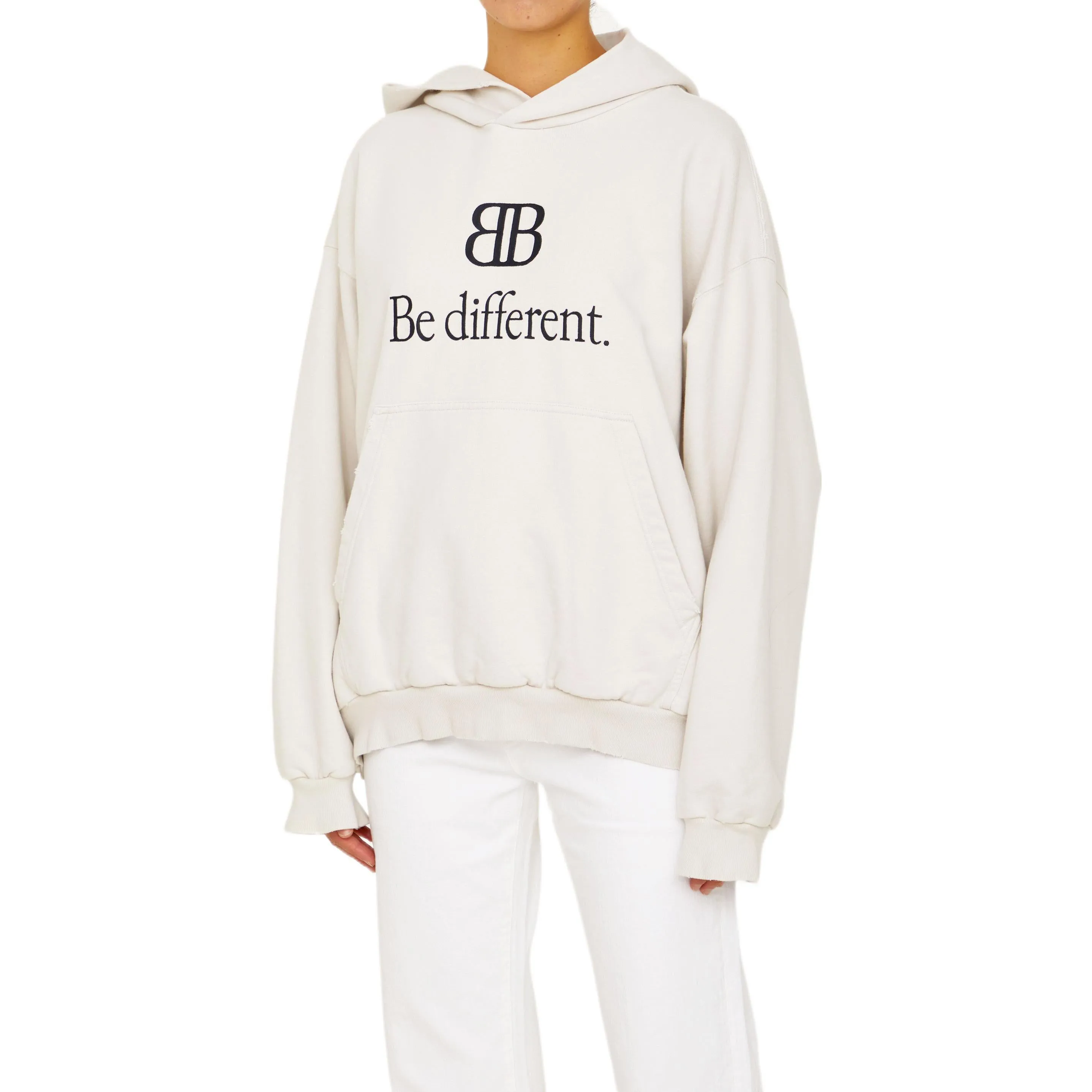 Balenciaga BB Be Different Popover Hoodie 'Ecru Black' 720426TNVB49784 sold by KicksCrew product image thumbnail 3