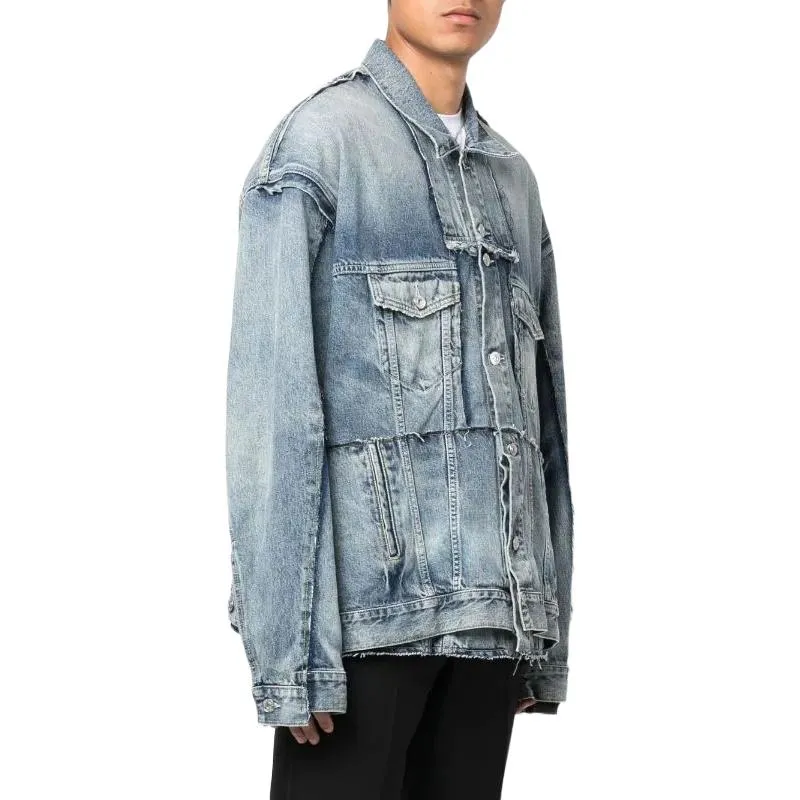 Balenciaga Oversized Cut-Up Ring Denim Jacket 'Blue' 697779TMW264437 sold by KicksCrew product image thumbnail 4