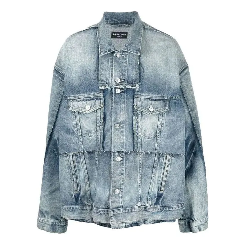 Balenciaga Oversized Cut-Up Ring Denim Jacket 'Blue' 697779TMW264437 sold by KicksCrew