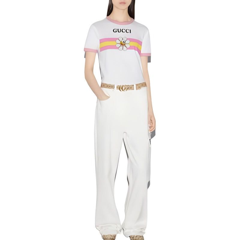 (WMNS) Gucci Cotton Jersey Printed T-Shirt 'Off White' 723566-XJGHL-9088 sold by KicksCrew product image thumbnail 2
