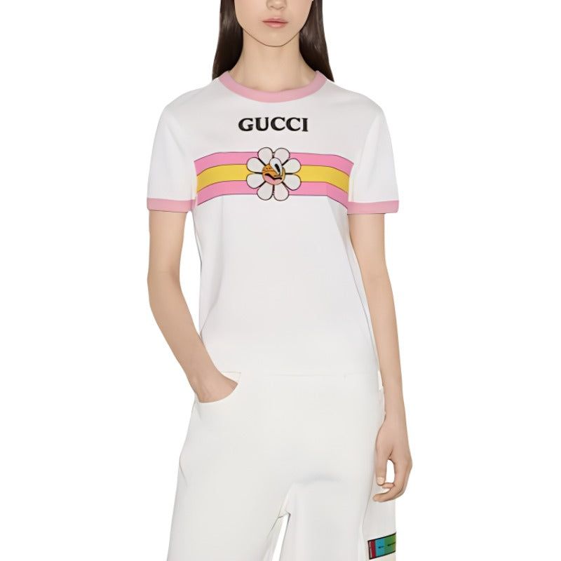 (WMNS) Gucci Cotton Jersey Printed T-Shirt 'Off White' 723566-XJGHL-9088 sold by KicksCrew product image thumbnail 4