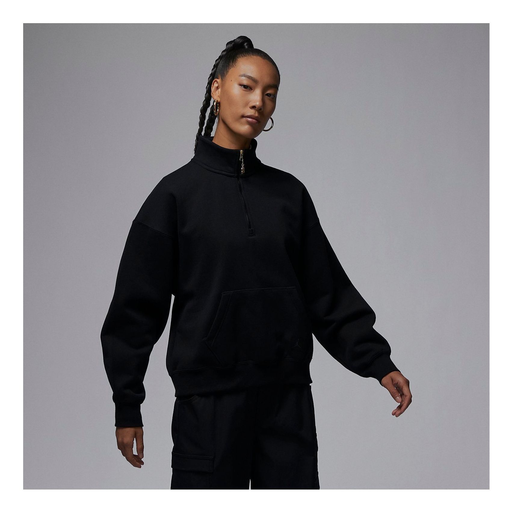 (WMNS) Air Jordan Flight Fleece Top 'Black' FD7222-010 sold by KicksCrew