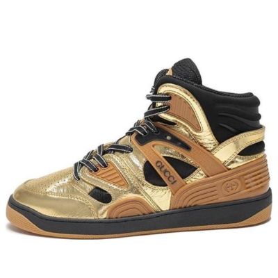 GUCCI Basket Sneakers 'Tan Gold Black' 724005-AABB8-8047 sold by KicksCrew