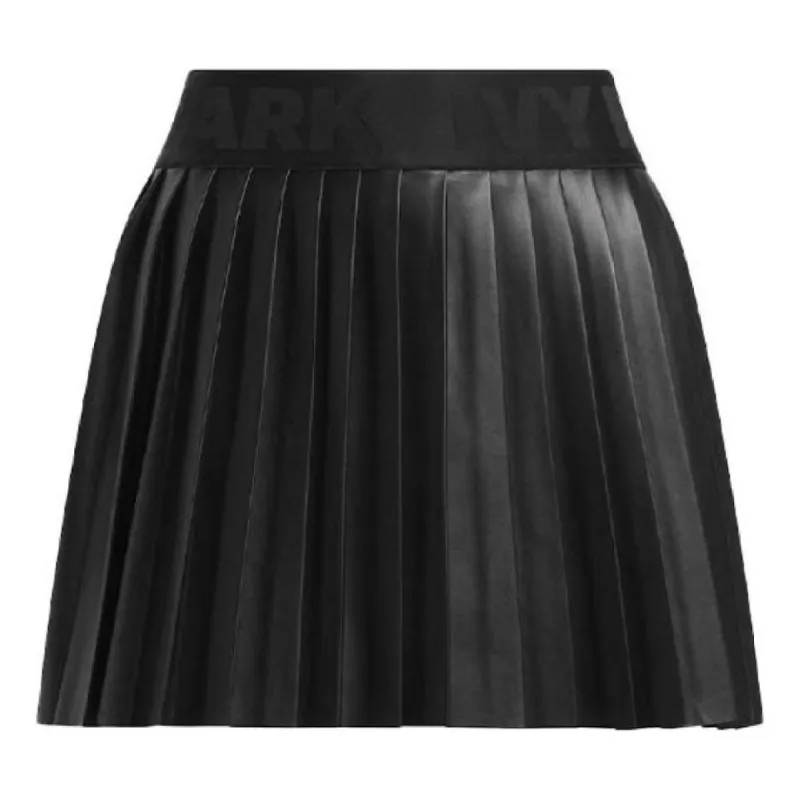 (WMNS) adidas originals x IVY PARK Leather Pleated Mini Skirt 'Black' IN8667 sold by KicksCrew