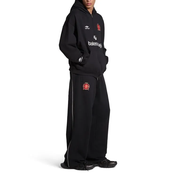 Balenciaga Paris Soccer Zip-up Hoodie Medium Fit 'Black White' 744457TPVS61070 sold by KicksCrew product image thumbnail 3