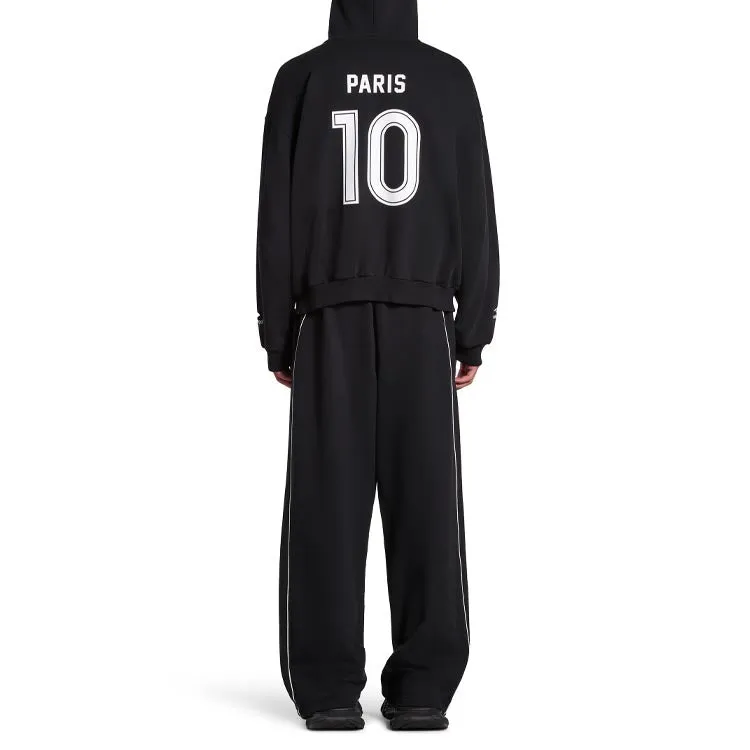 Balenciaga Paris Soccer Zip-up Hoodie Medium Fit 'Black White' 744457TPVS61070 sold by KicksCrew product image thumbnail 4