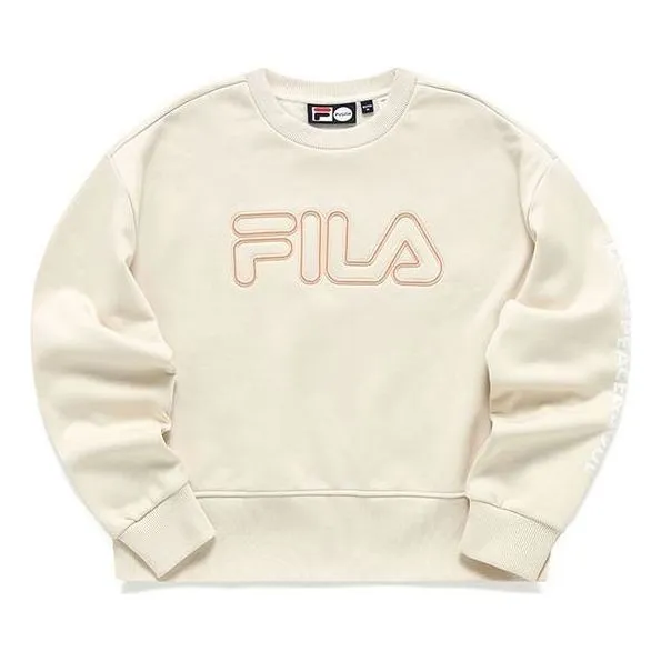 (WMNS) FILA FUSION Logo Pullover 'Beige' T11W145206F-IY sold by KicksCrew