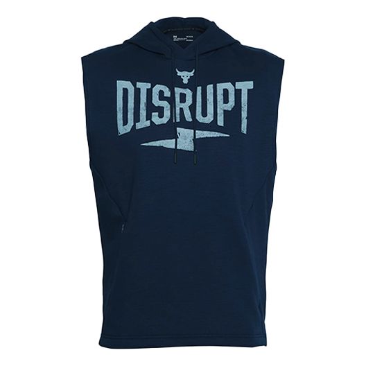 Under Armour Project Rock Disrupt Sleeveless Hoodie 'Navy Blue' 1357183-408 sold by KicksCrew
