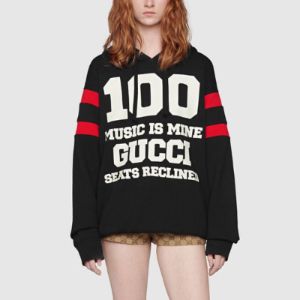 (WMNS) GUCCI 100 Cotton Hoodie 'Black' 660282-XJDW6-1152 sold by KicksCrew