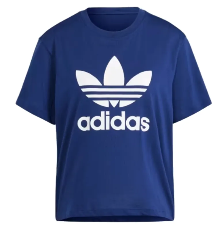 (WMNS) adidas Adicolor Trefoil Boxy T-Shirt 'Navy White' IN8440 sold by KicksCrew