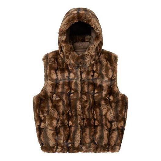 Supreme Faux Fur Hooded Vest 'Brown Black' SUP-FW21-155 sold by KicksCrew