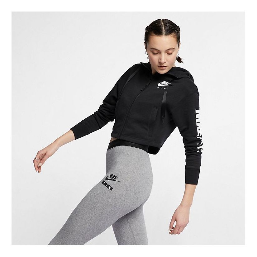 Nike Air Full Zip Cropped Fleece Hoodie 'Black' AR3656-010 sold by KicksCrew product image thumbnail 6