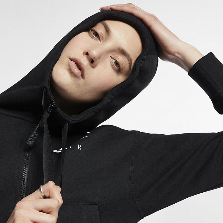 Nike Air Full Zip Cropped Fleece Hoodie 'Black' AR3656-010 sold by KicksCrew product image thumbnail 4