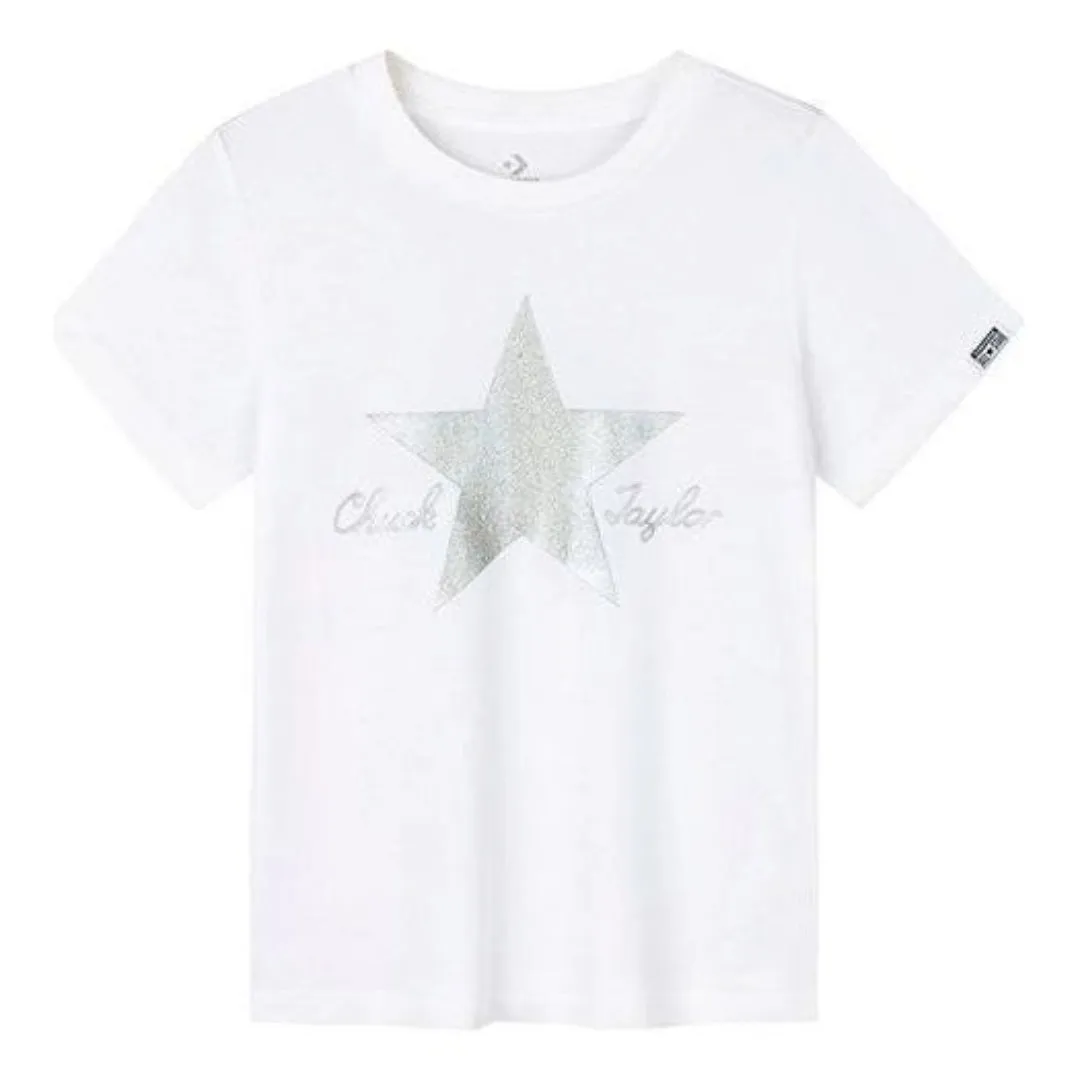 (WMNS) Converse Logo Printed T-Shirt 'White Silver' CV2422070GS-001 sold by KicksCrew