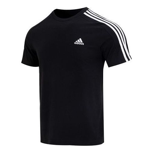 adidas Essentials Single Jersey 3-Stripes T-shirt 'Black' IC9334 sold by KicksCrew