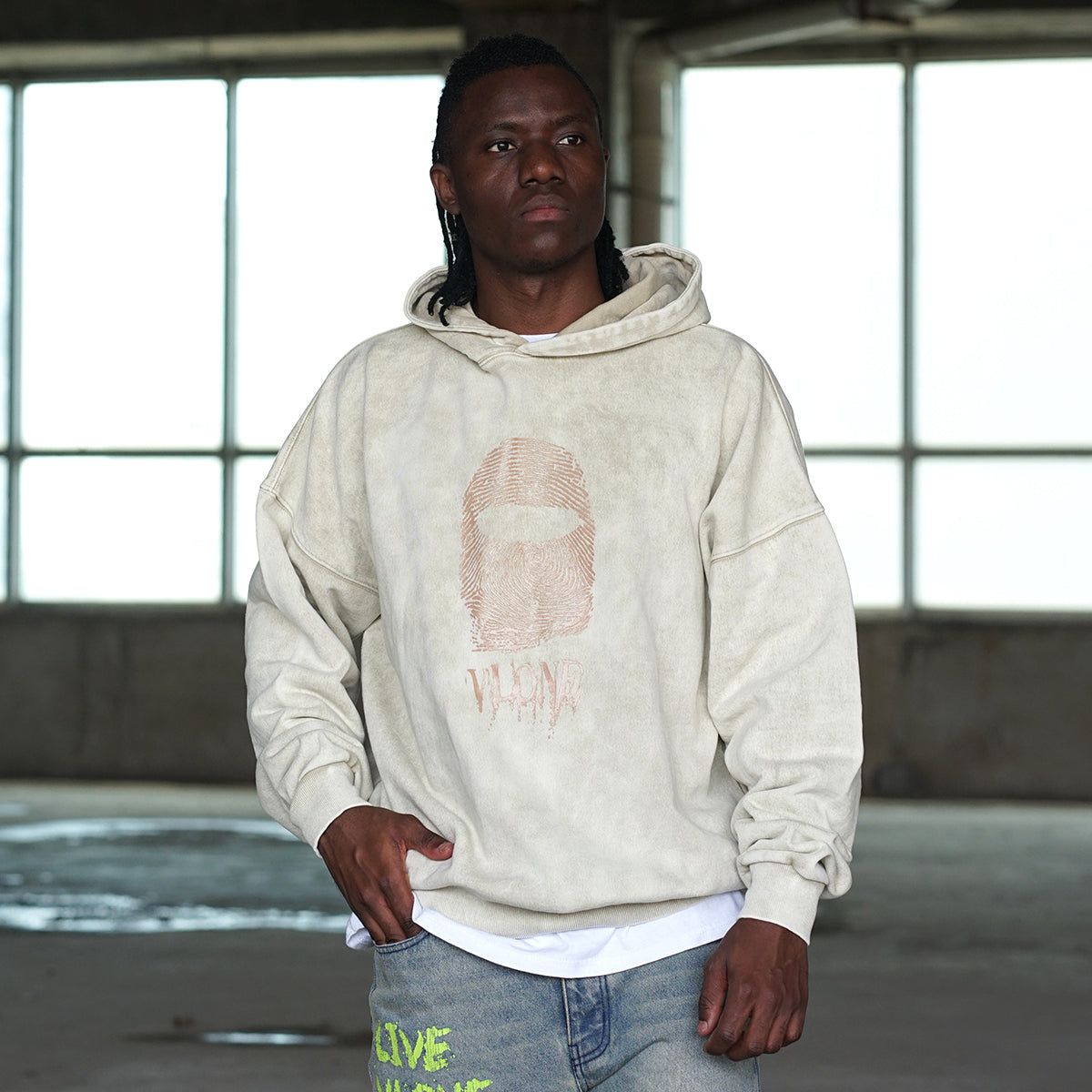 VLONE Finger Print Logo Hoodie 'Beige Red' VLHD24004-BE sold by KicksCrew product image thumbnail 3