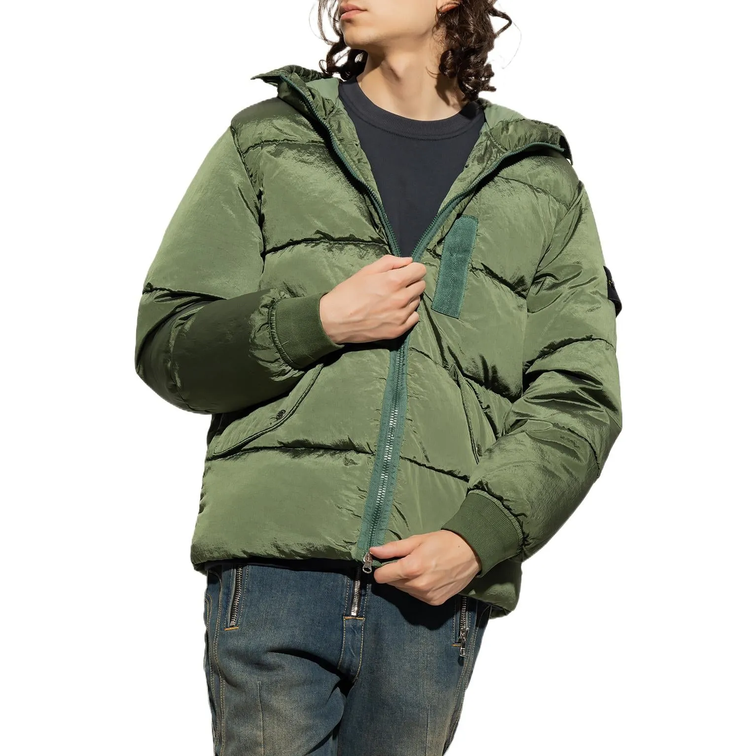 STONE ISLAND Nylon Metal Hooded Down Jacket 'Olive Green' 771543619-V0058 sold by KicksCrew product image thumbnail 3