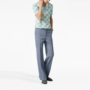 Gucci GG Knit Cotton Piquet Polo 'Ivory Blue' 741962-XKC6B-9028 sold by KicksCrew