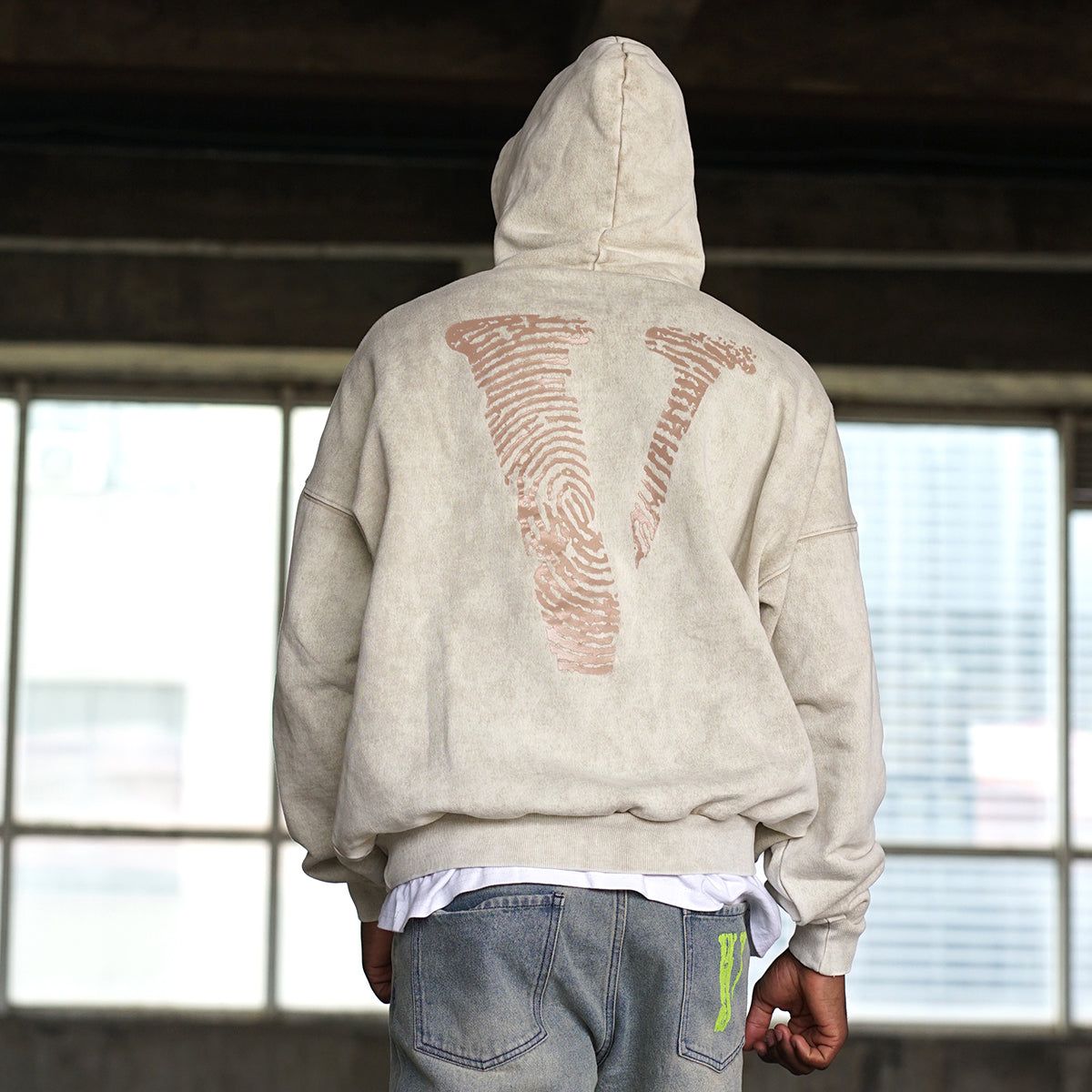 VLONE Finger Print Logo Hoodie 'Beige Red' VLHD24004-BE sold by KicksCrew product image thumbnail 6