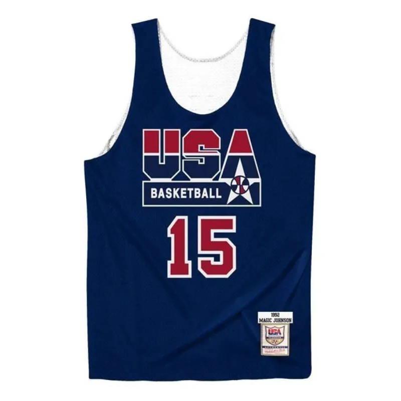 Mitchell & Ness x NBA Reversible Practice Team USA 1992 Jerseys 'Magic Johnson 15' ARPJGS18434-USANAVY92EJH sold by KicksCrew