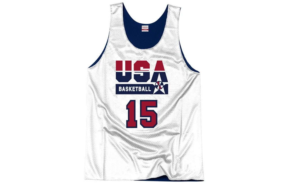 Mitchell & Ness x NBA Reversible Practice Team USA 1992 Jerseys 'Magic Johnson 15' ARPJGS18434-USANAVY92EJH sold by KicksCrew product image thumbnail 3