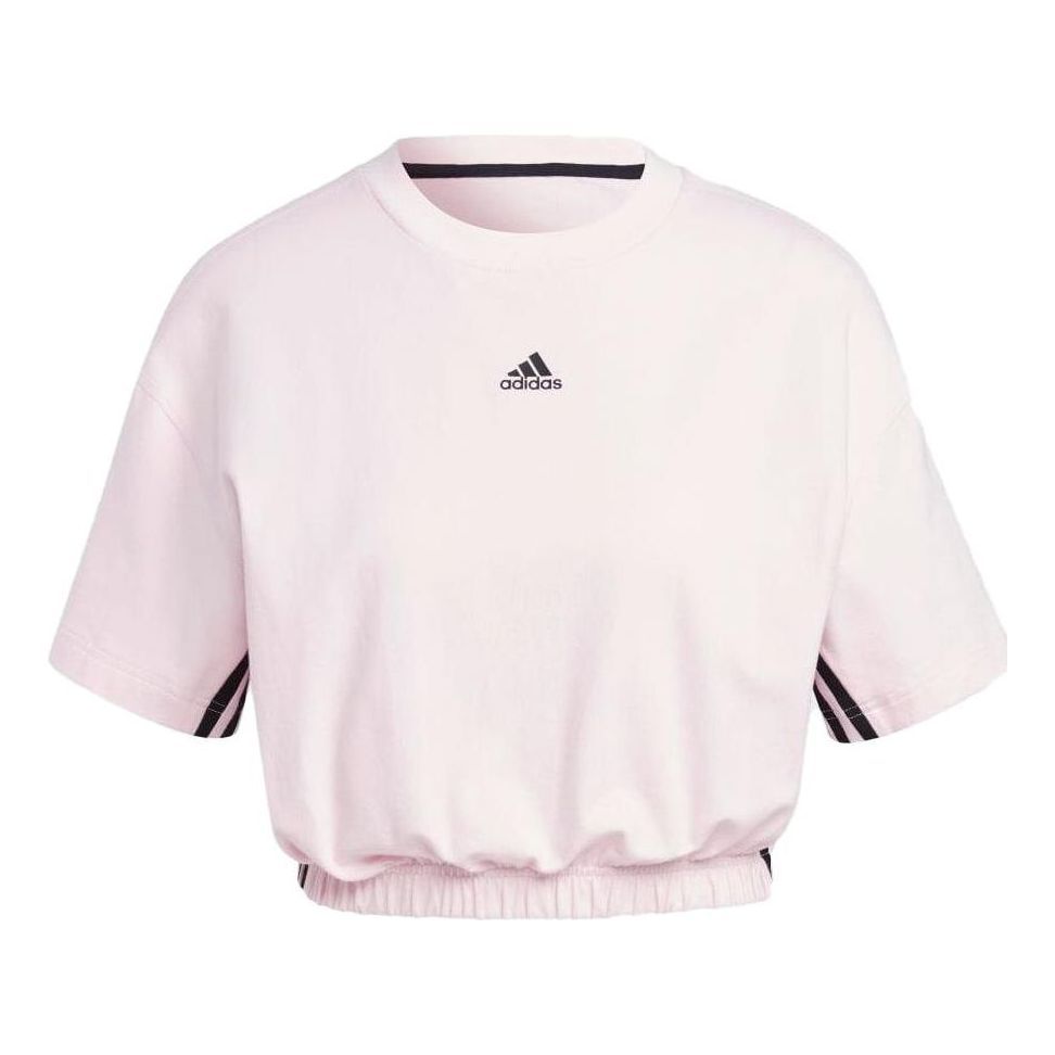 (WMNS) adidas Dance 3-Stripes Crop T-Shirt 'Pink Black' IM4975 sold by KicksCrew