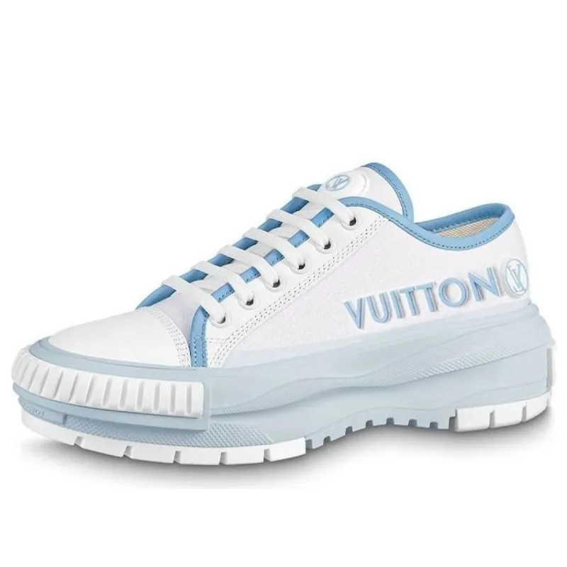 (WMNS) LOUIS VUITTON Squad Sneakers 'White Blue' 1AACWB sold by KicksCrew