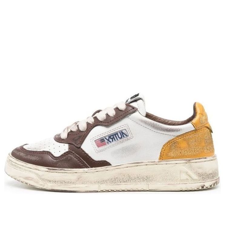 (WMNS) Autry Medalist Low Super Vintage Sneakers 'White Brown Yellow' AVLW-SV12 sold by KicksCrew