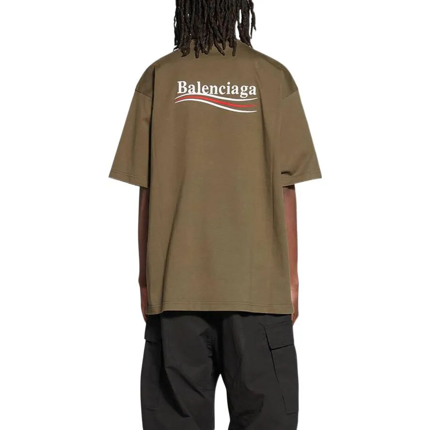 Balenciaga Political Campaign T-shirt Large Fit 'Khaki' 641675TKVJ12463 sold by KicksCrew product image thumbnail 4