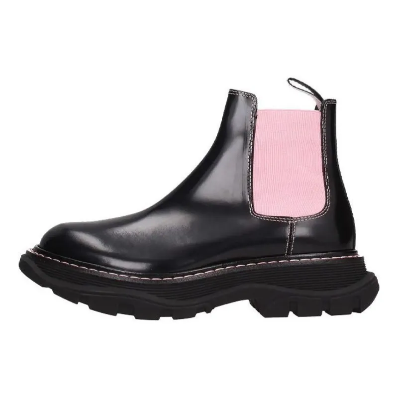 (WMNS) Alexander Mcqueen Ankle Leather Boots 'Black Pink' 641837WHZ8H1339 sold by KicksCrew
