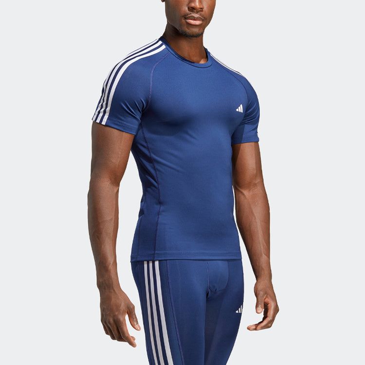 adidas Techfit 3-Stripes Training Tee 'Blue' IC2166 sold by KicksCrew product image thumbnail 2