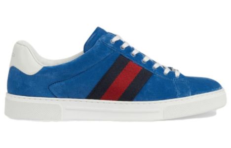 GUCCI Ace Velvet Sneakers 'Blue Red' 757893-FACGV-4348 sold by KicksCrew