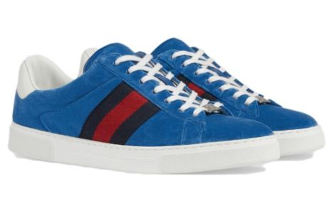 GUCCI Ace Velvet Sneakers 'Blue Red' 757893-FACGV-4348 sold by KicksCrew