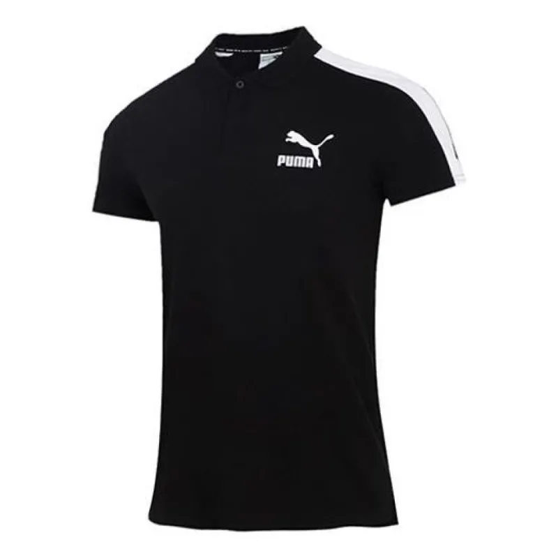 Puma Iconic T7 Polo Shirt 'Black White' 532290-01 sold by KicksCrew