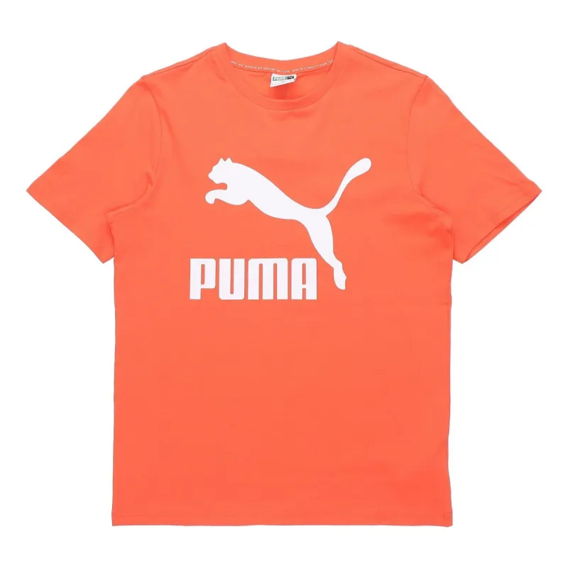 Puma Classics Logo T-Shirt 'Orange White' 532280-79 sold by KicksCrew