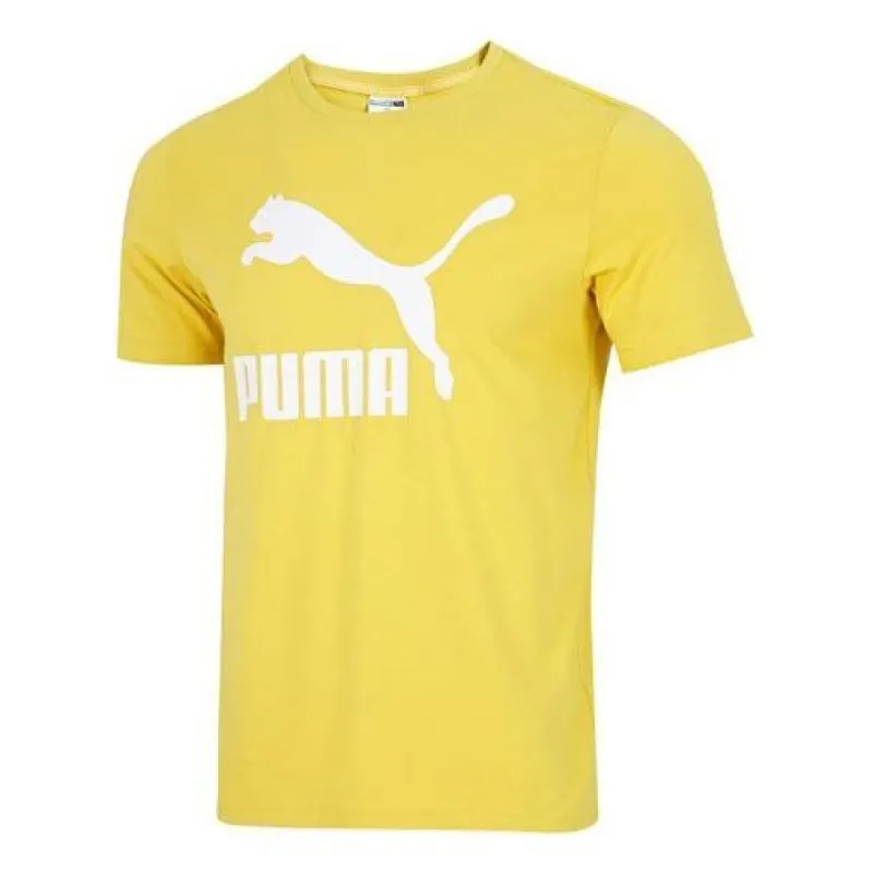 Puma Classics Logo T-Shirt 'Yellow White' 532280-31 sold by KicksCrew