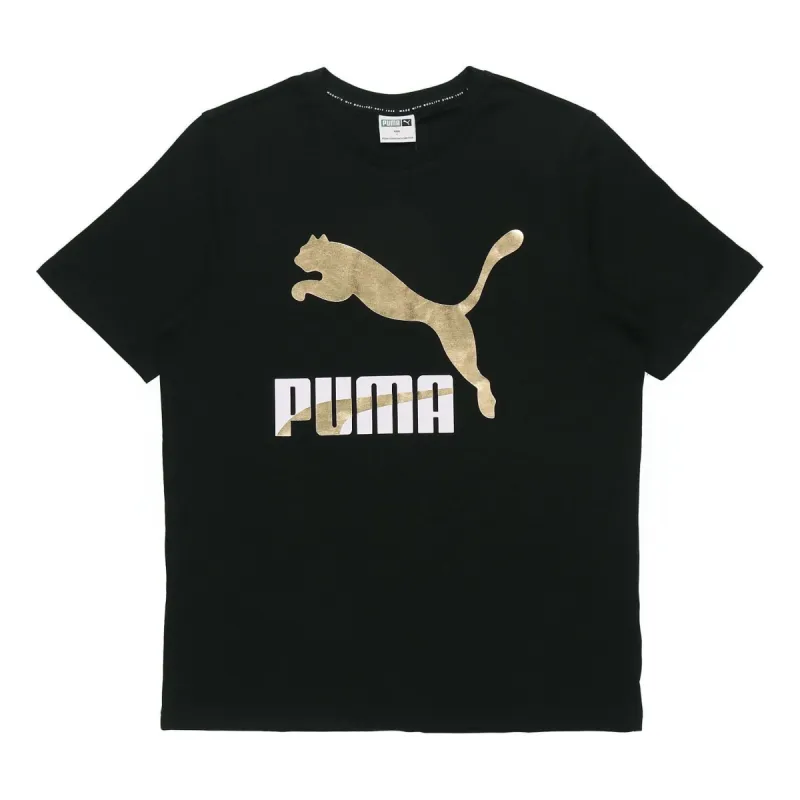 Puma Classics Logo T-Shirt 'Black Gold' 532280-01 sold by KicksCrew