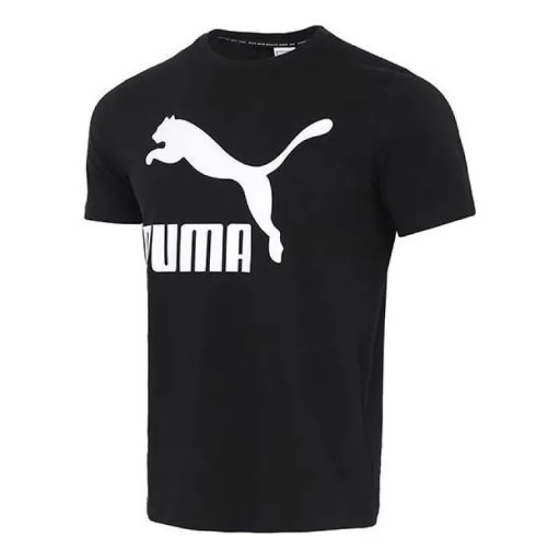 Puma Classics Logo T-Shirt 'Black White' 532279-01 sold by KicksCrew